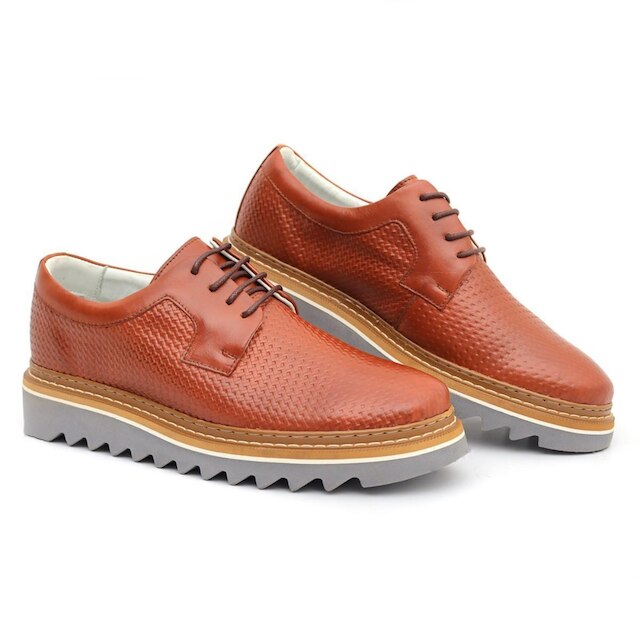 Sapato Oxford Masculino Derby Tratorado Couro Premium Tricê