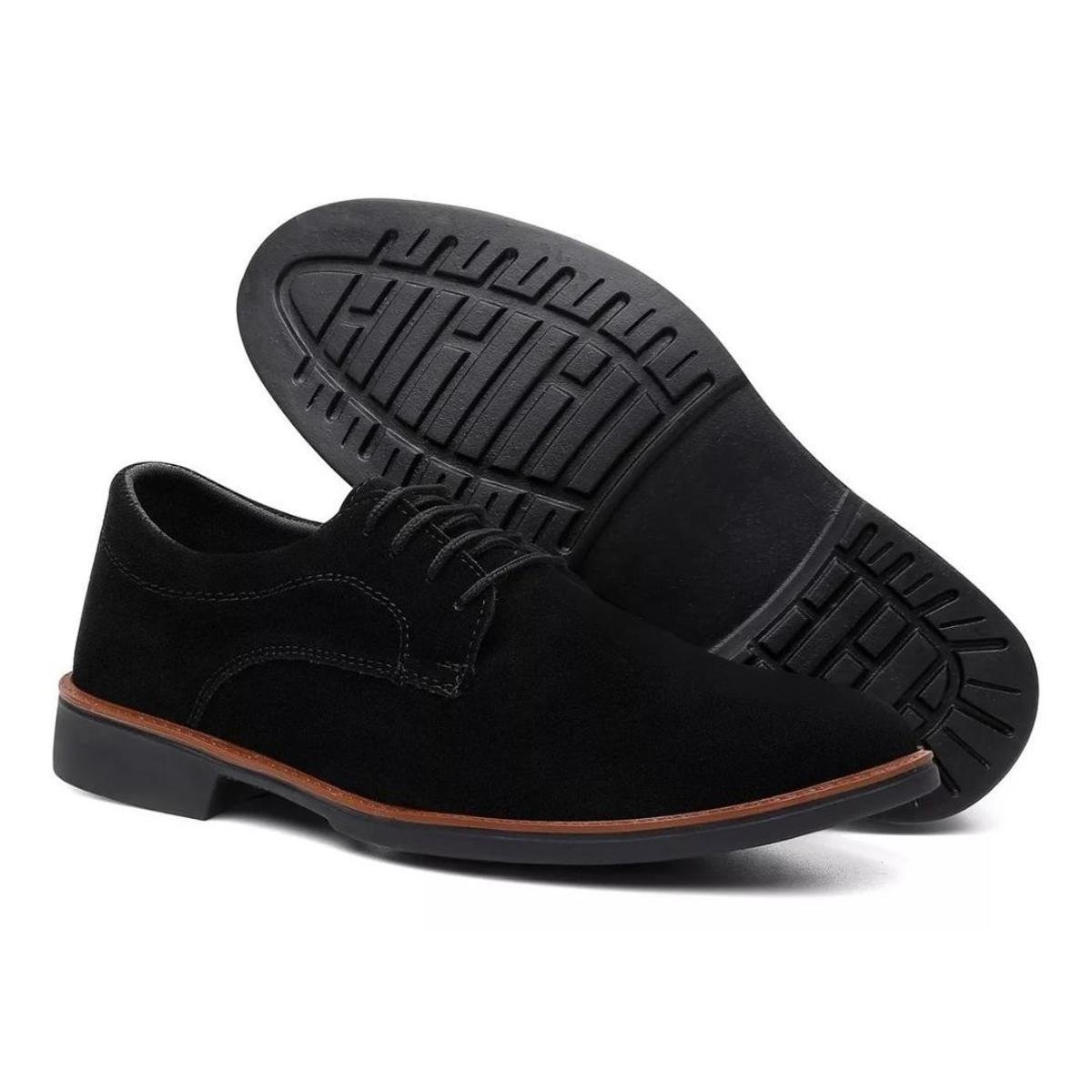 Sapato Oxford Masculino Elegante Camurça Legitimo Confortável Com Cadarço - Preto Menor preço em Sapato Oxford Masculino Elegante Camurça Legitimo Confortável Com Cadarço - Preto