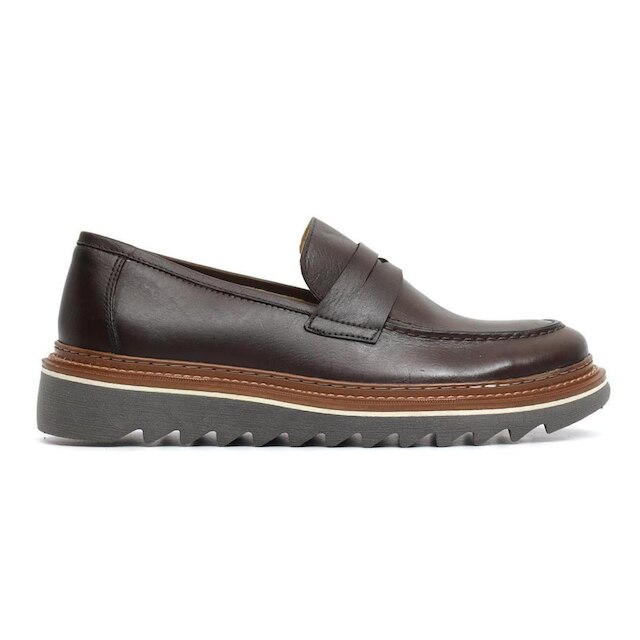 Sapato Oxford Masculino Loafer Tratorado Couro Premium Liso