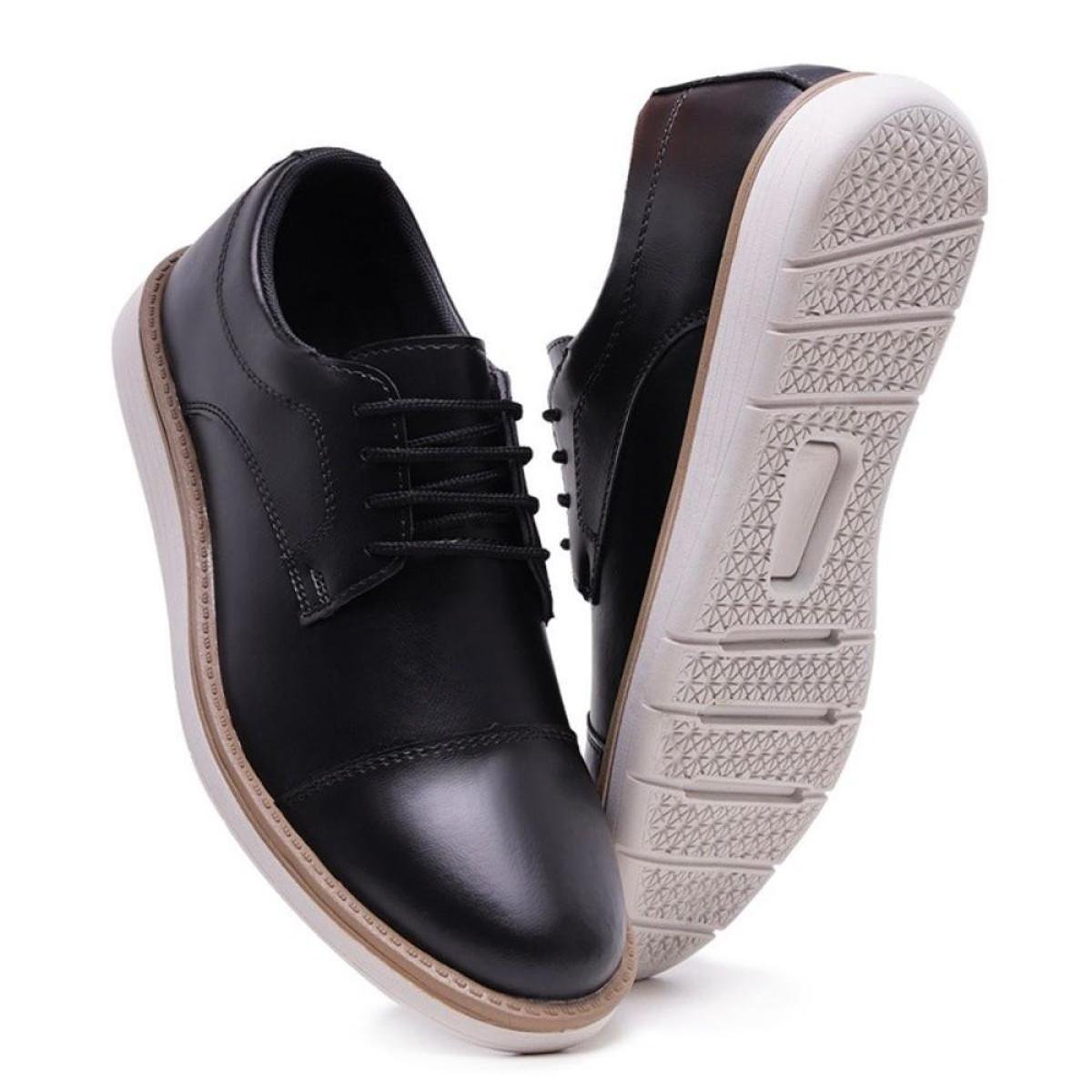 Sapato Oxford Masculino Sola Borracha Costura Reforçada Fecho