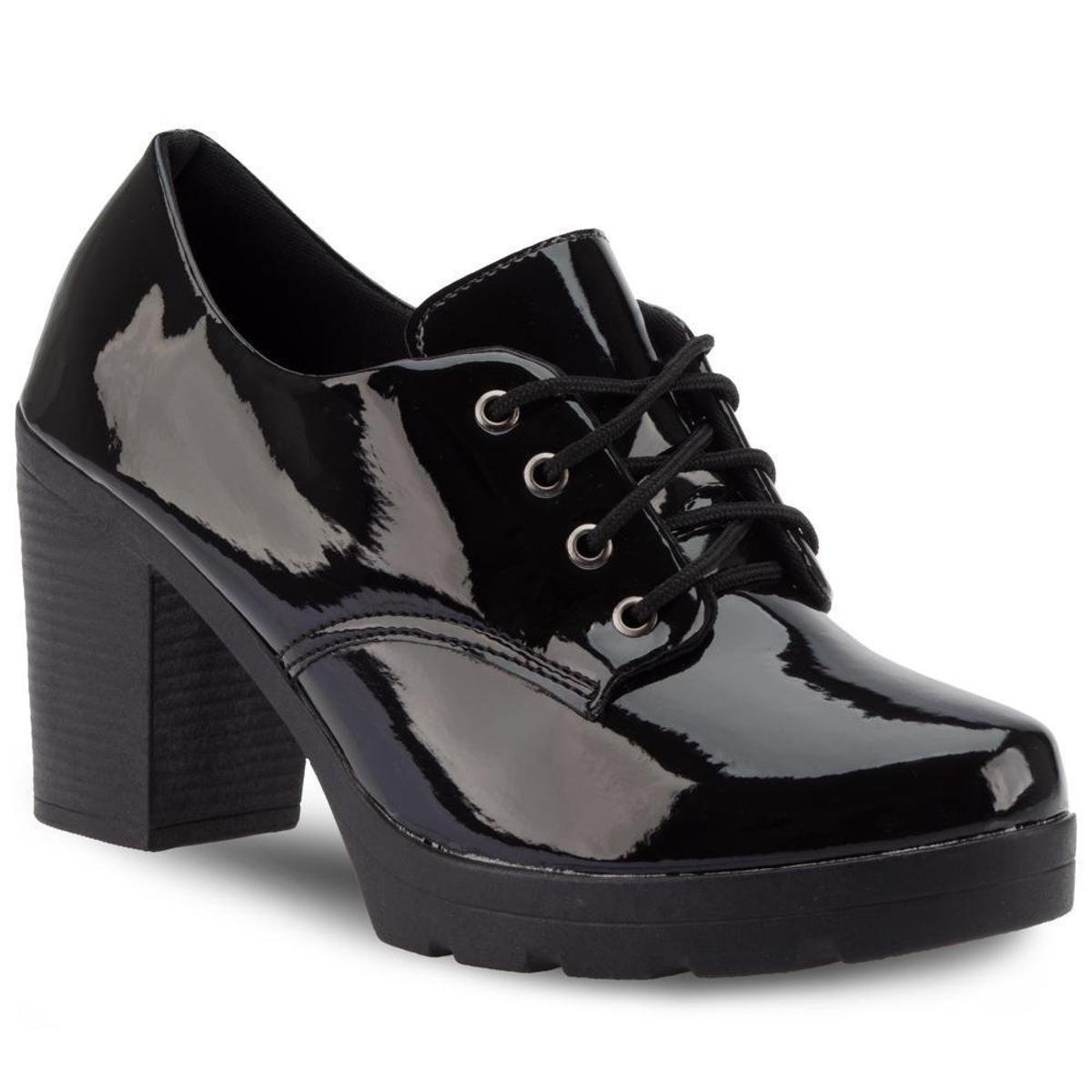 Verniz Sandalia Salto Alto Tratorado Sapato Oxford Verniz Salto