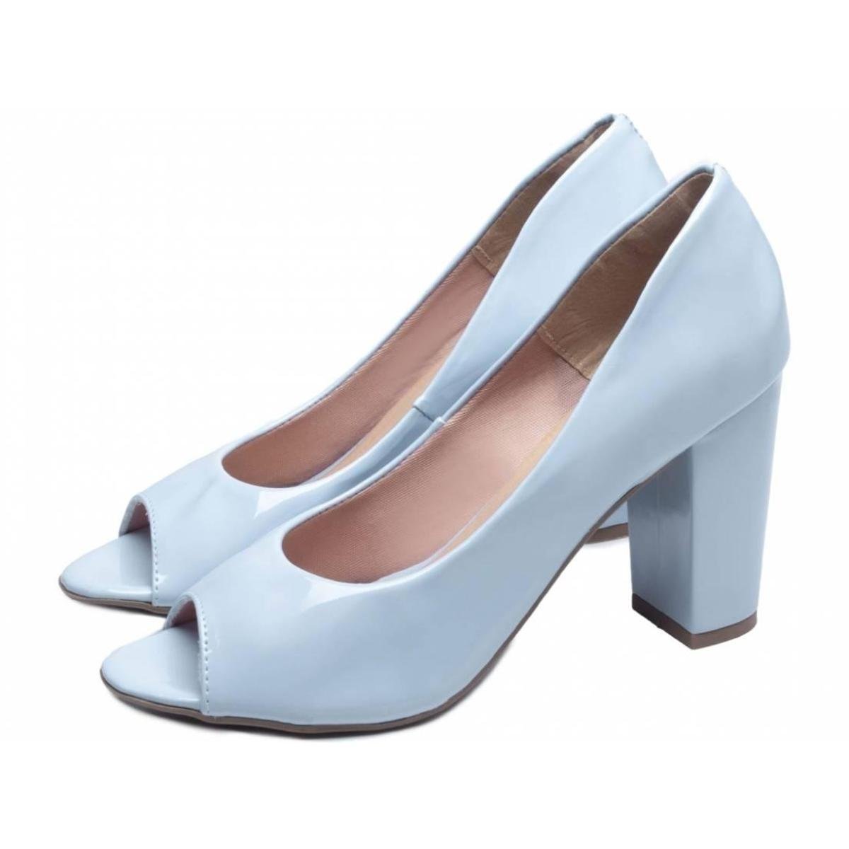 Sapato Unk Peep Toe Azul Confort Promoção 007 em Promoção | Ofertas na  Americanas