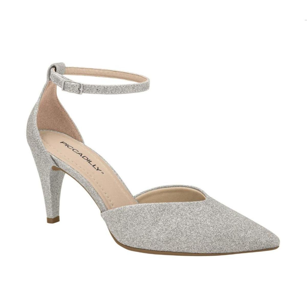 Sapato Piccadilly Social Salto Alto Festa Glitter - 749040 - Prata Menor preço em Sapato Piccadilly Social Salto Alto Festa Glitter - 749040 - Prata