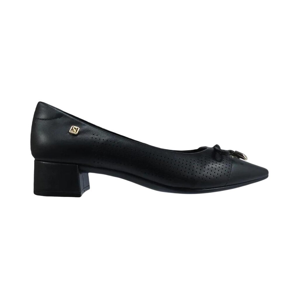 Sapato Salto Baixo Grosso Bico Fino Feminino Santinelli Preto 39