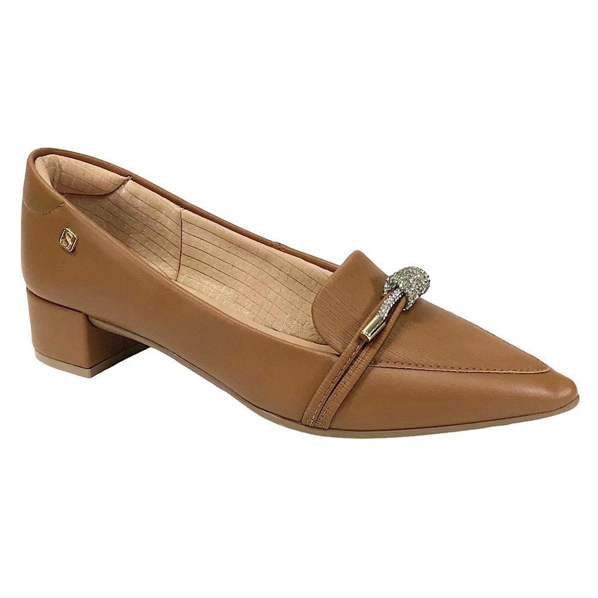 Sapato Santinelli Scarpin Salto Bloco 1474-051 Âmbar Menor preço em Sapato Santinelli Scarpin Salto Bloco 1474-051 Âmbar