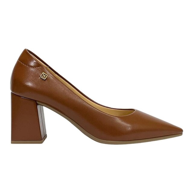 Sapato Santinelli Scarpin Salto Bloco 1606-001 Caramelo