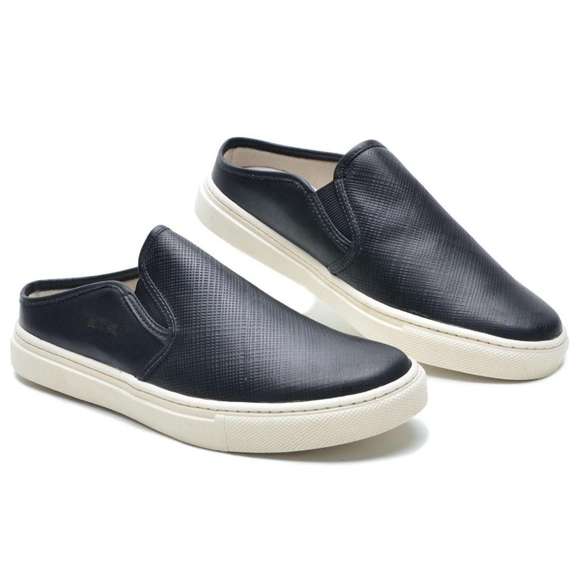 Sapato Sapatilha Mule Masculino De Couro Legítimo - Preto Menor preço em Sapato Sapatilha Mule Masculino De Couro Legítimo - Preto