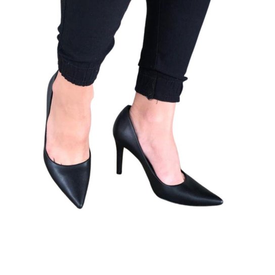 Sapato Scarpin Bebecê Salto Alto Fino Napa Preto Fosco Zattini