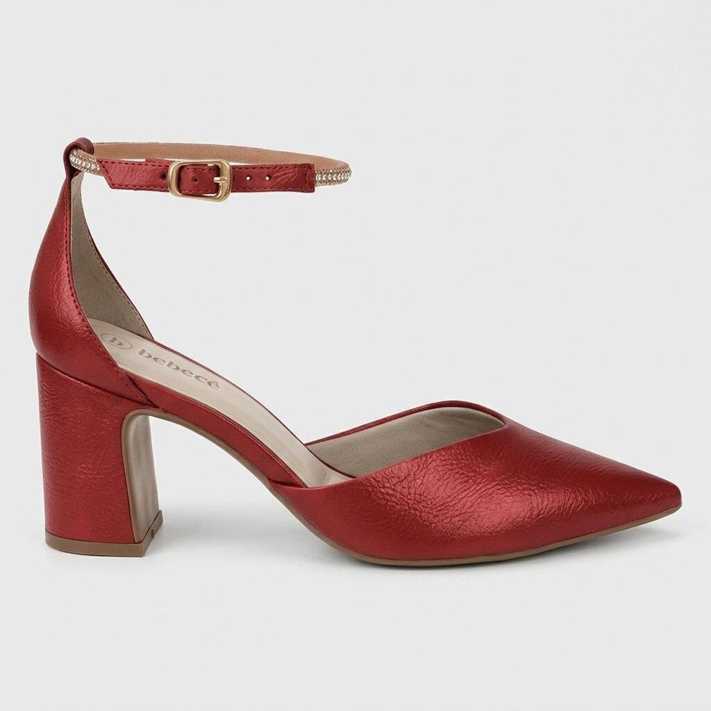 Sapato Scarpin Bebecê Salto Bloco Vermelho