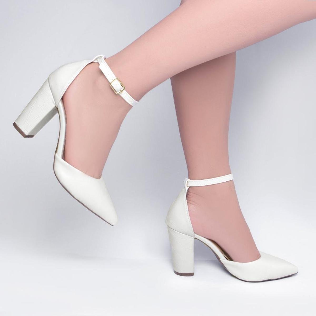 Sapato Vizzano Salto Grosso Sapato Fechado Feminino De Salto Alto