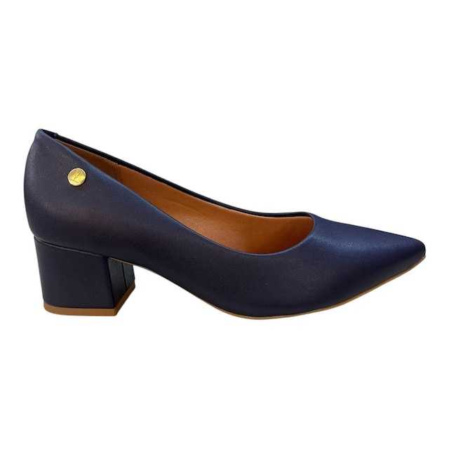 Sapato Scarpin Casual Feminino Vizzano Pelica Salto Bloco 1220.315 Marinho