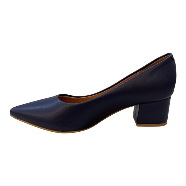 Sapato Scarpin Casual Feminino Vizzano Pelica Salto Bloco 1220.315 Marinho