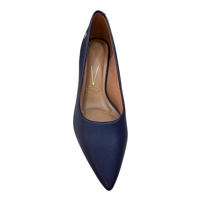 Sapato Scarpin Casual Feminino Vizzano Pelica Salto Bloco 1220.315 Marinho
