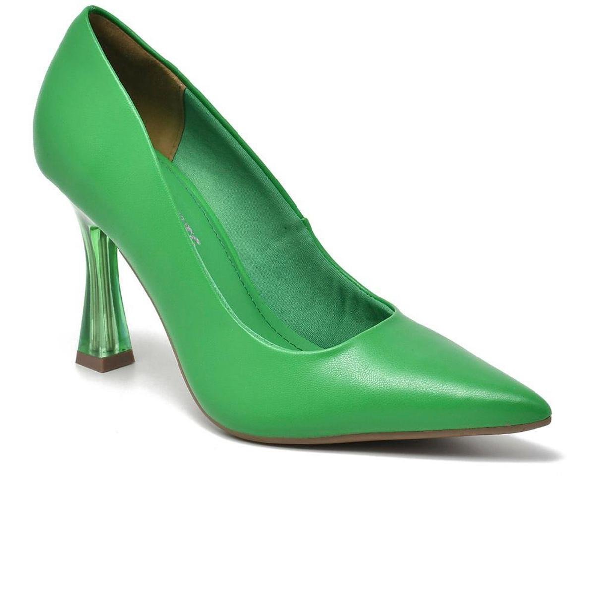 Sapato Scarpin Colors Salto Taça Feminino Via Marte Trevo - 22-4501 - Verde Menor preço em Sapato Scarpin Colors Salto Taça Feminino Via Marte Trevo - 22-4501 - Verde