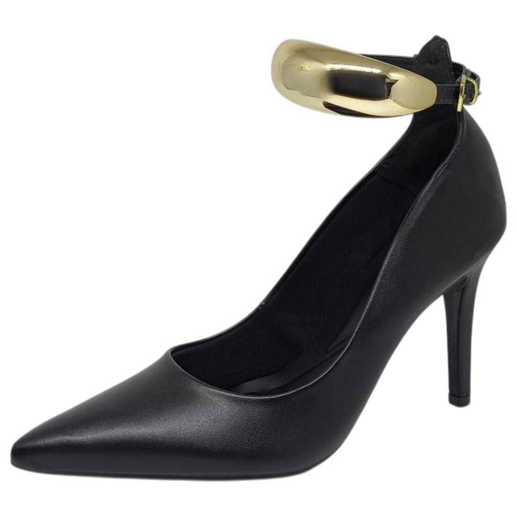 Sapato Scarpin Elegante Tira Peça Metalizada Conforto Cacci