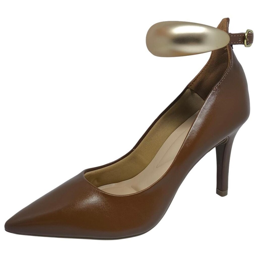 Sapato Scarpin Elegante Tira Peça Metalizada Conforto Cacci