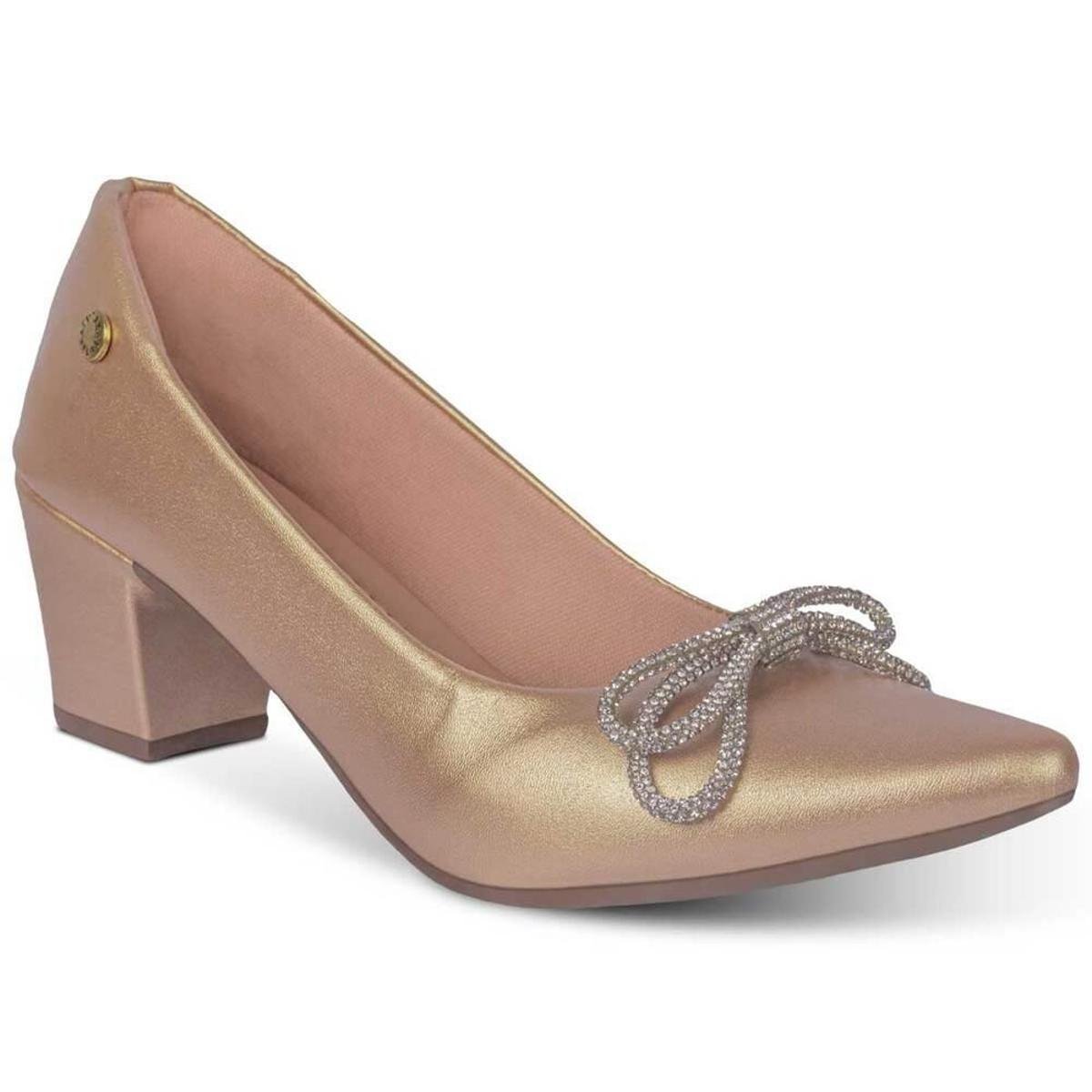 Sapato Scarpin Feminino Bico Fino Brilho Metalizado Salto Alto Bloco Quadrado Menor preço em Sapato Scarpin Feminino Bico Fino Brilho Metalizado Salto Alto Bloco Quadrado
