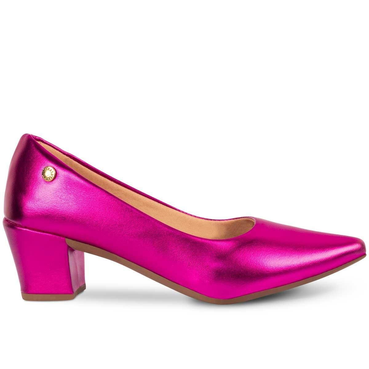 Sapato Scarpin Feminino Metalizado Brilho Bico Fino Salto Alto Bloco Quadrado Menor preço em Sapato Scarpin Feminino Metalizado Brilho Bico Fino Salto Alto Bloco Quadrado