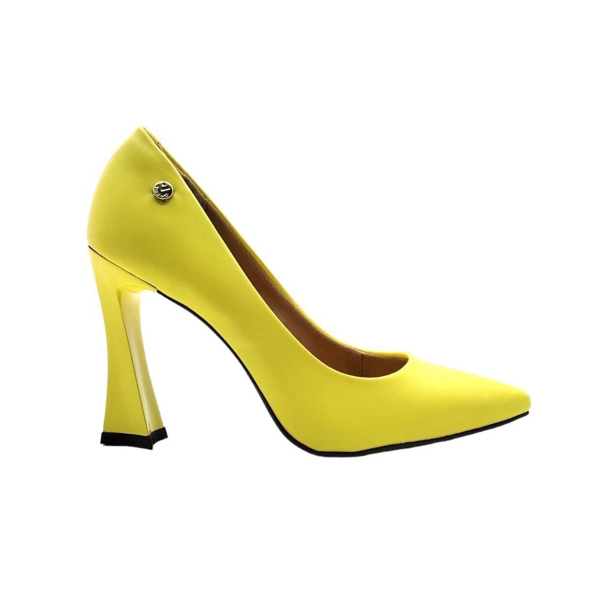 Sapato Scarpin Feminino Via Uno Salto Taça - Amarelo Menor preço em Sapato Scarpin Feminino Via Uno Salto Taça - Amarelo