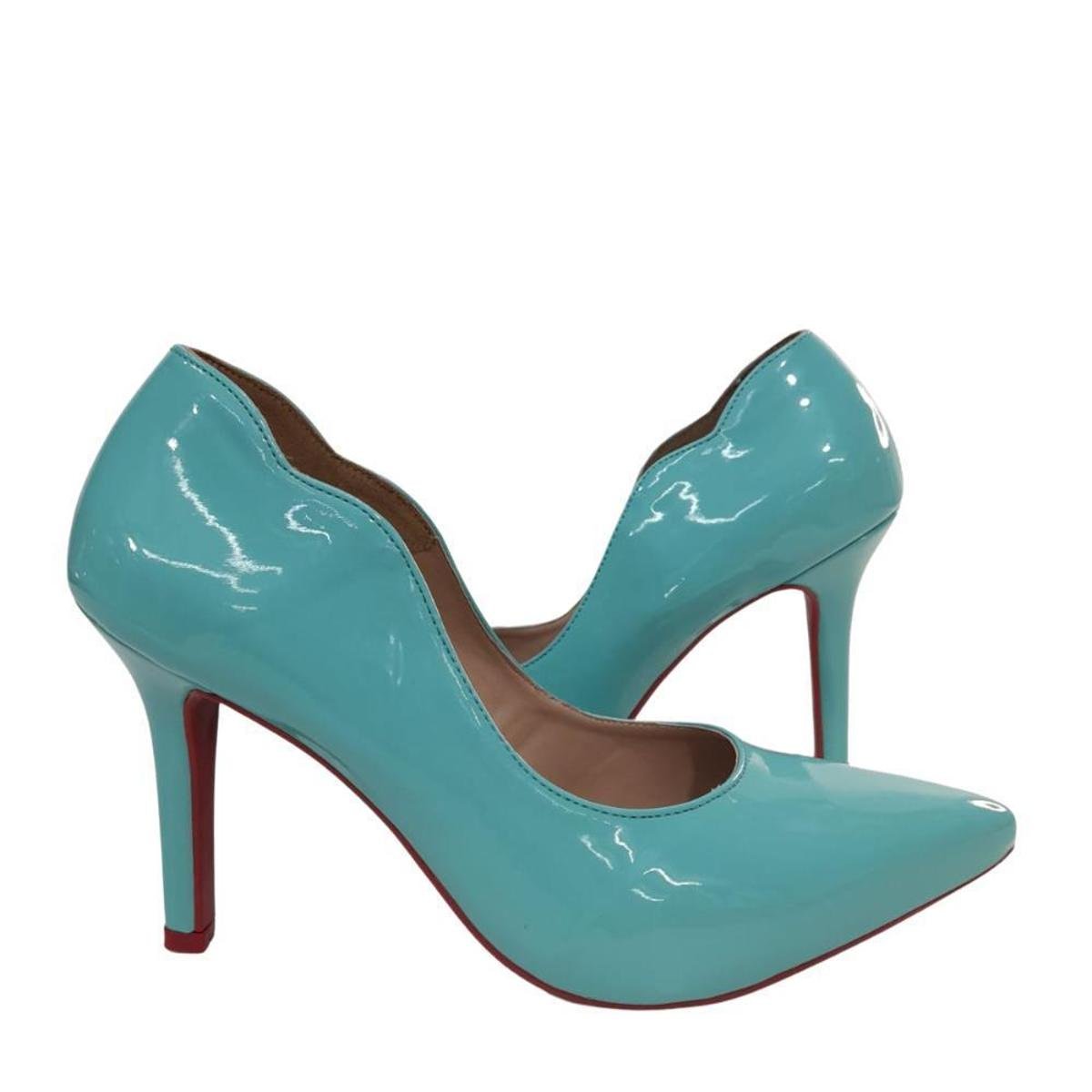 SAPATO SCARPIN SALTO ALTO FEMININO 93029 VERNIZ - M - Verde claro Menor preço em SAPATO SCARPIN SALTO ALTO FEMININO 93029 VERNIZ - M - Verde claro