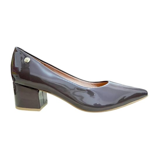 Sapato Scarpin Salto Grosso Feminino Verniz Vizzano