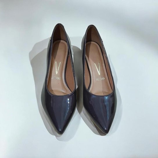 Sapato Scarpin Salto Grosso Feminino Verniz Vizzano