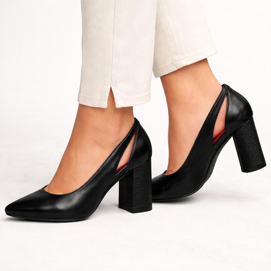 Sapato Scarpin Tanara Em Couro Preto