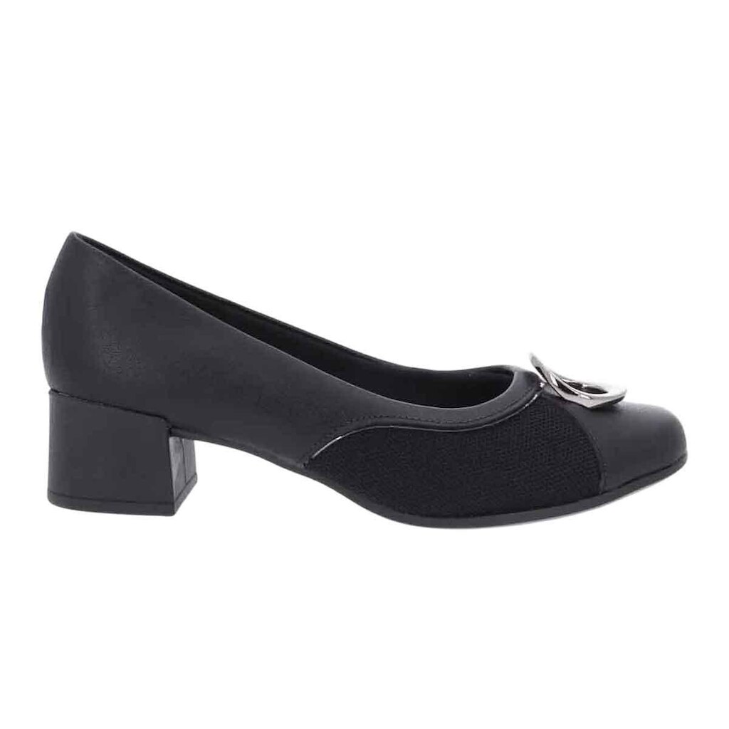 Sapato Scarpin Usaflex Couro Preto Salto Bloco AJ0111 Conforto Anatômica Feminino