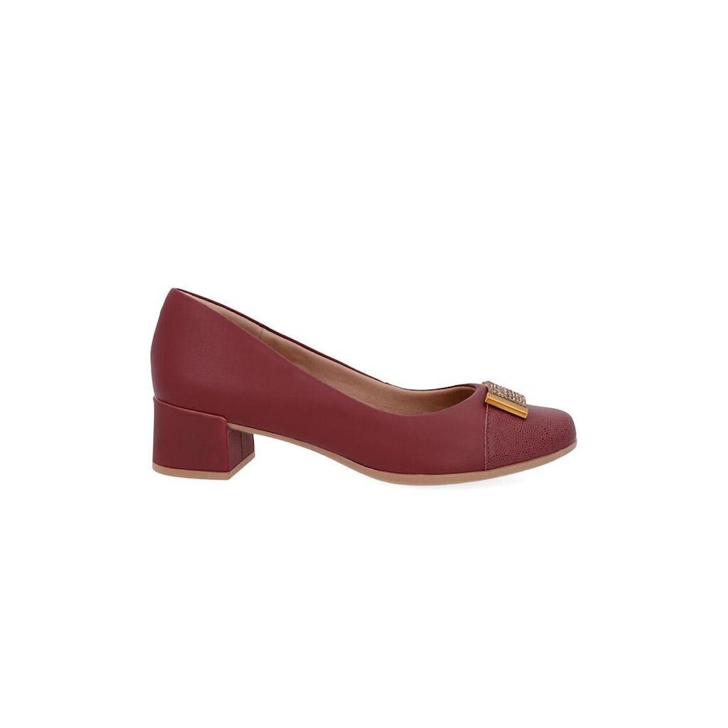 Sapato Scarpin Usaflex Salto Baixo Couro Vermelho