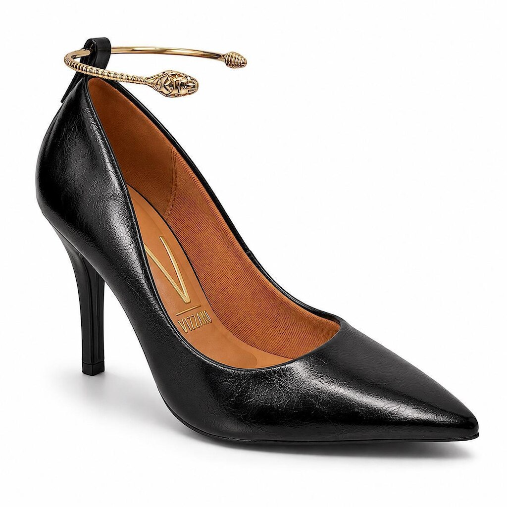 Sapato Scarpin Vizzano Salto Fino Serpente 1184.1741 Preto