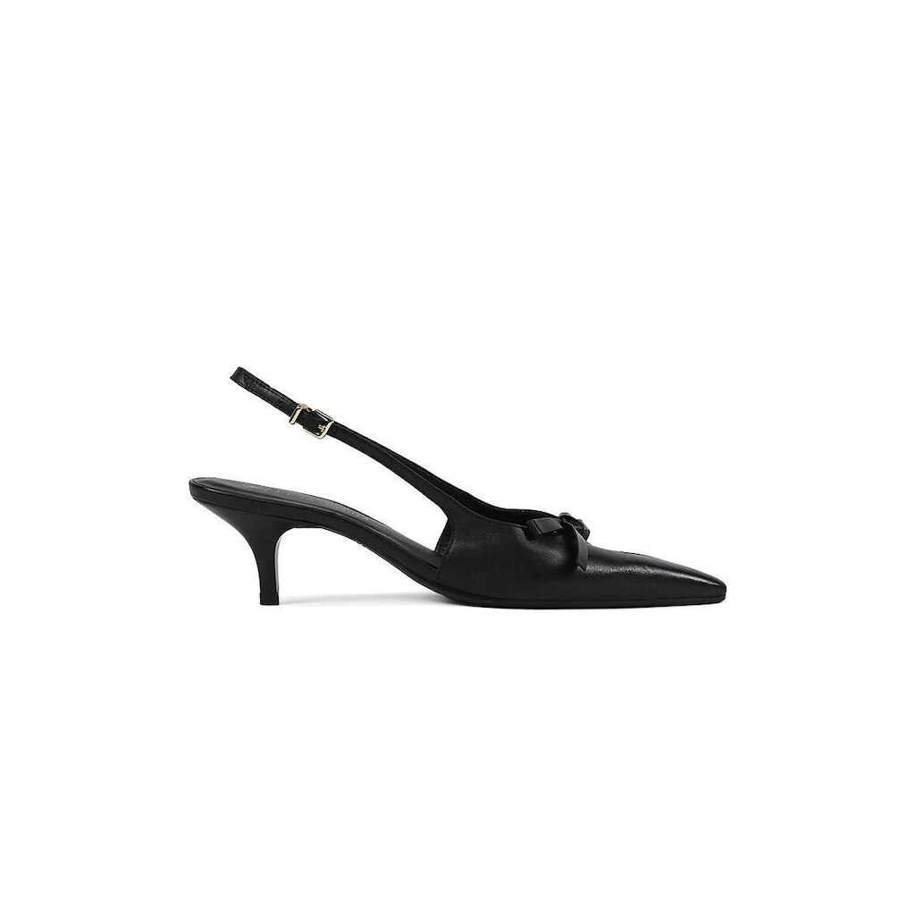 Sapato Slingback Giulia Domna Salto Taça Couro Preto