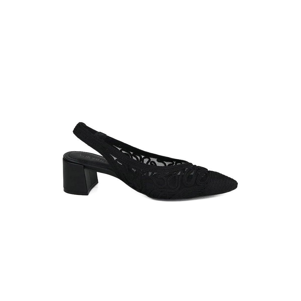 Sapato Slingback Valentina Salto Bloco Preto