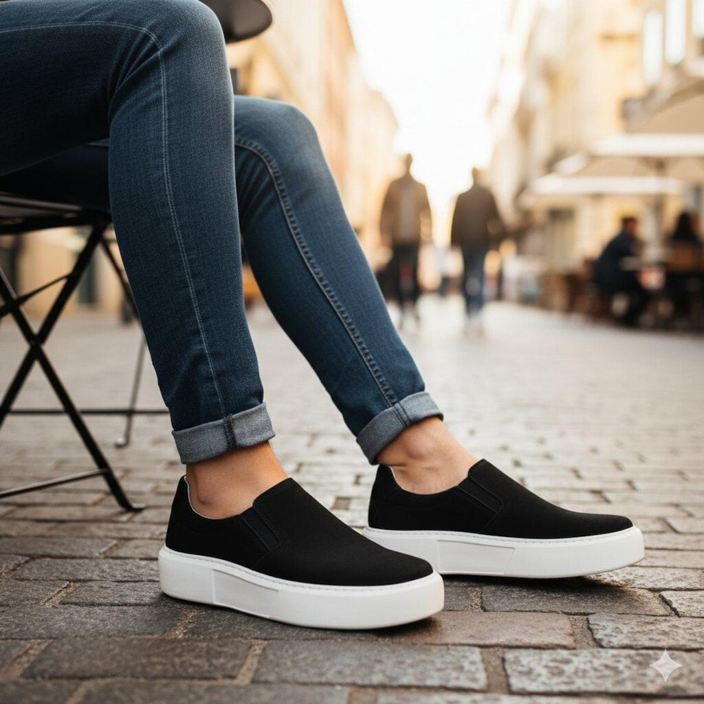Sapato Slip On em Couro Camurça Legítimo Masculino Sola Alta Estilo Elegante