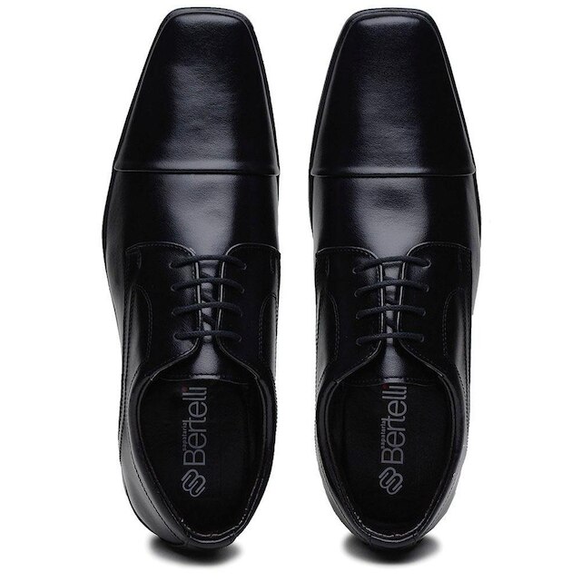 Sapato Social Amarraçao Masculino Bico Quadrado Design Moderno Cano Curto Liso Confortavel