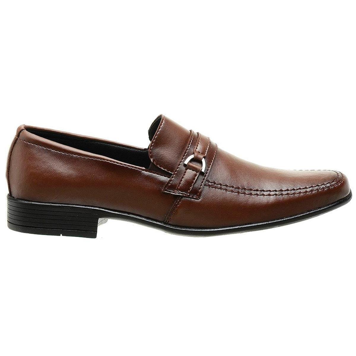 Sapato Social Bico Fino Masculino Capuccino Linha Conforto - Marrom-Claro Menor preço em Sapato Social Bico Fino Masculino Capuccino Linha Conforto - Marrom-Claro