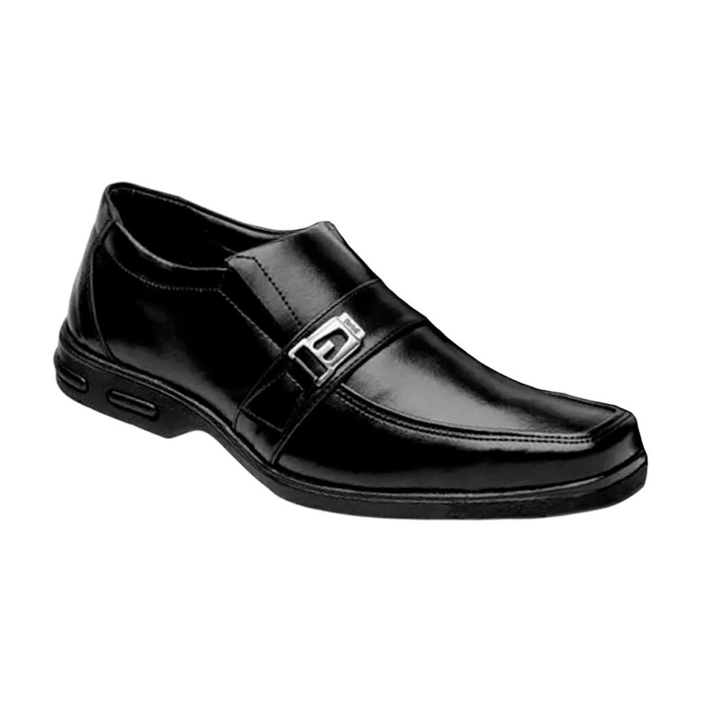 Sapato Social Bico Quadrado Masculino Sola Conforto Detalhe Fivelado Bertelli Preto 44