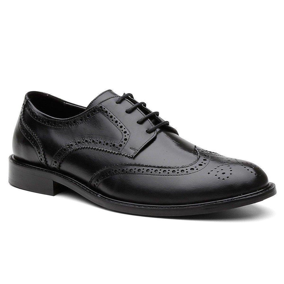 Sapato Social Brogue Anttero Couro Preto - Preto Menor preço em Sapato Social Brogue Anttero Couro Preto - Preto
