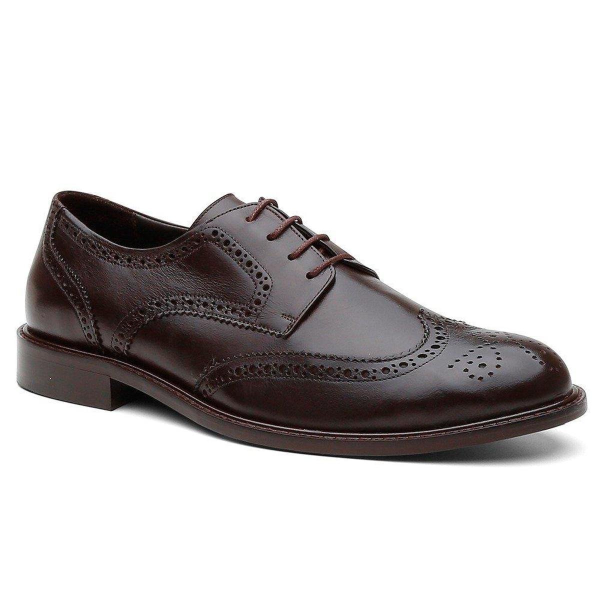 Sapato Social Brogue Centuria Tamanho Especial Em Couro - Cafe Menor preço em Sapato Social Brogue Centuria Tamanho Especial Em Couro - Cafe