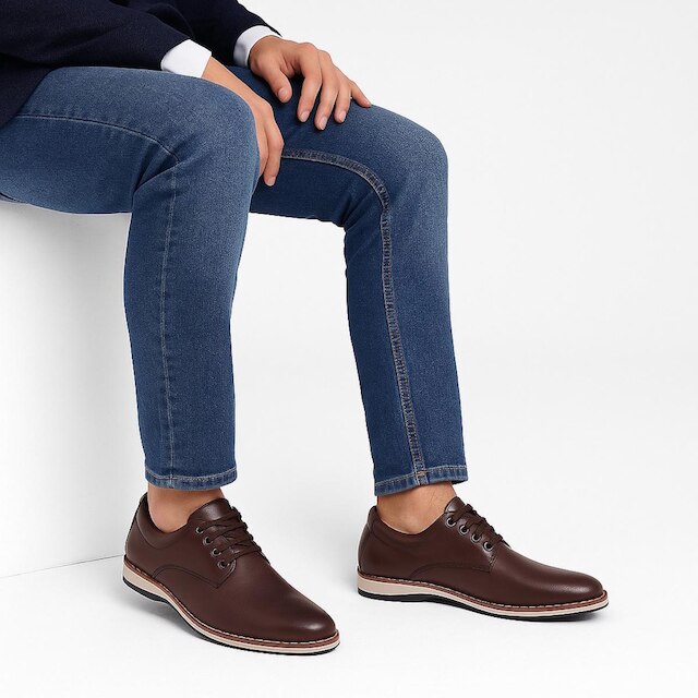 Sapato Social Casual Derby Masculino com Cadarço Moderno e Elegante