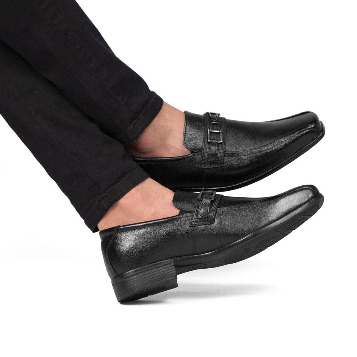 Sapato Social Casual Masculino em Couro Esporte Fino Salto Baixo