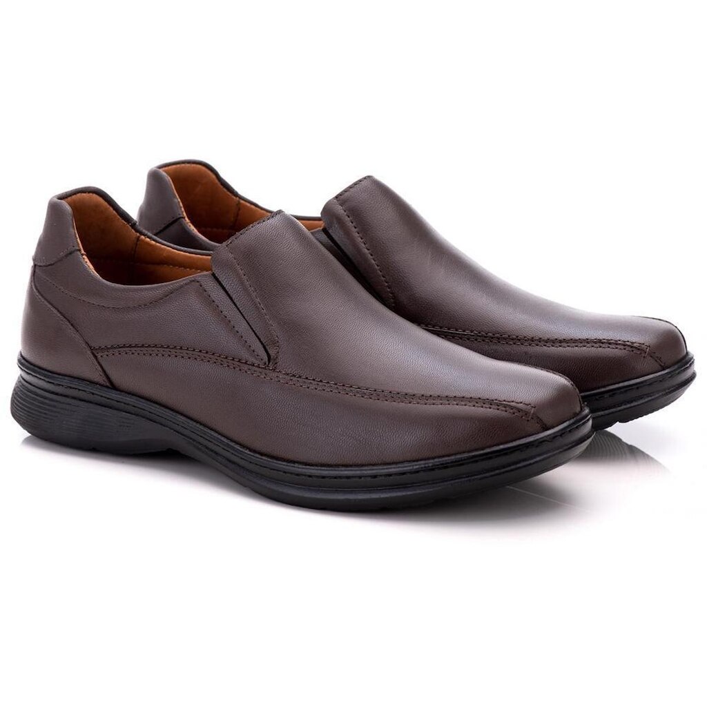 Sapato Social Comfort Masculino em Couro Café 0100 café