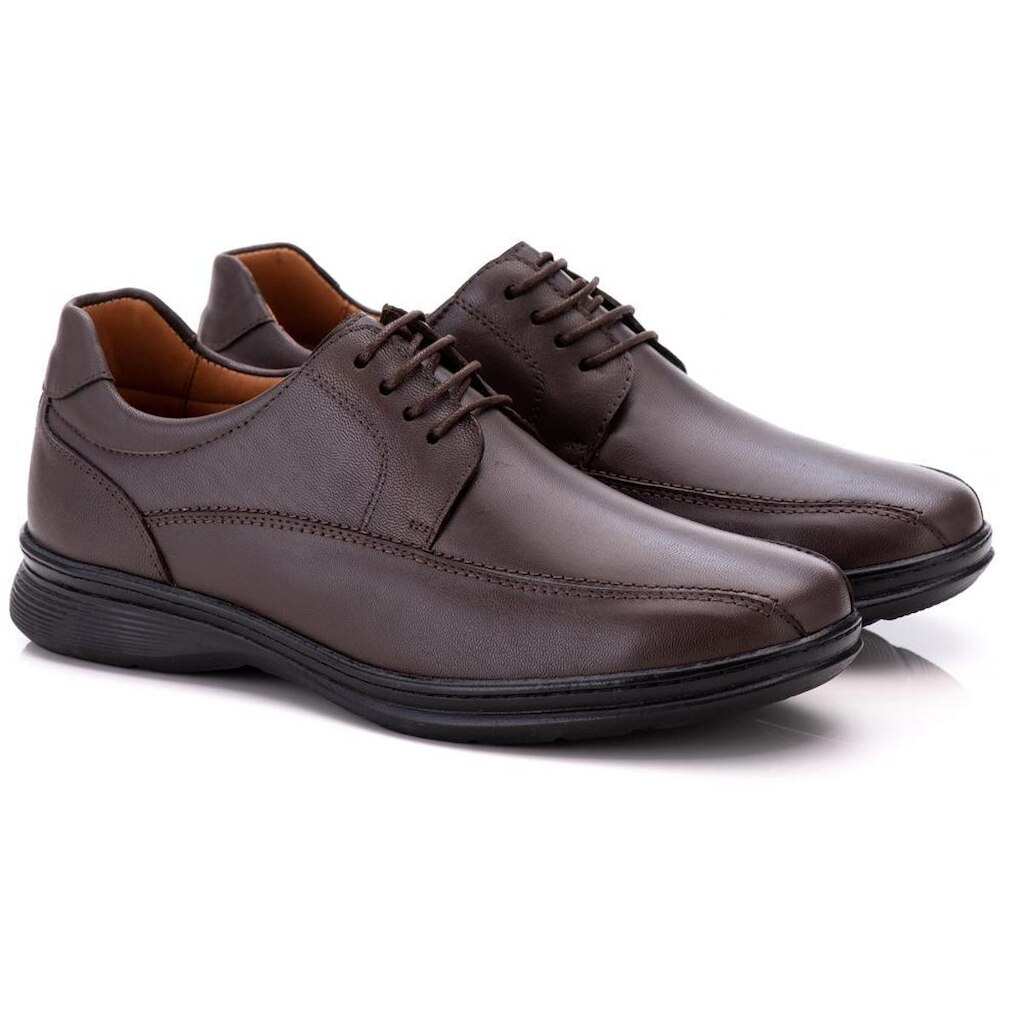 Sapato Social Comfort Masculino em Couro Café 0200 café