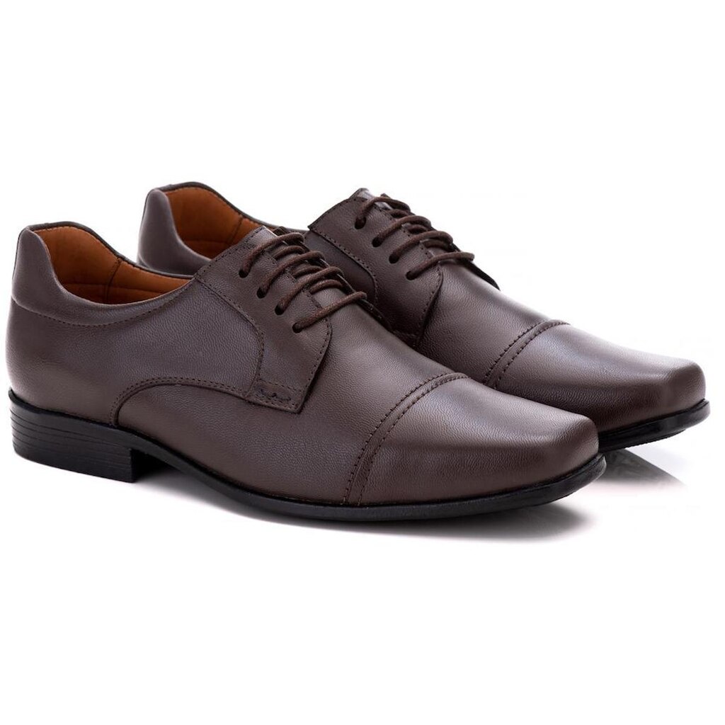 Sapato Social Comfort Masculino em Couro Café 021 café