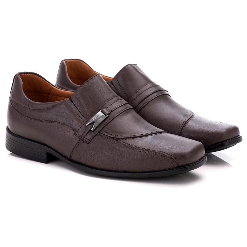 Sapato Social Comfort Masculino em Couro Café 0300 café