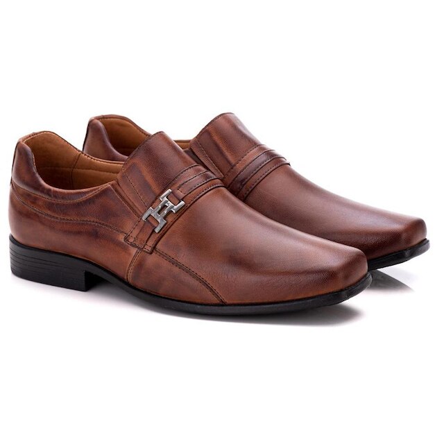Sapato Social Comfort Masculino em Couro Caramelo 007 Caramelo