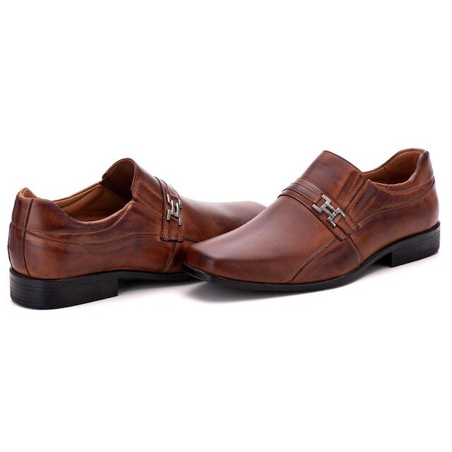Sapato Social Comfort Masculino em Couro Caramelo 007 Caramelo
