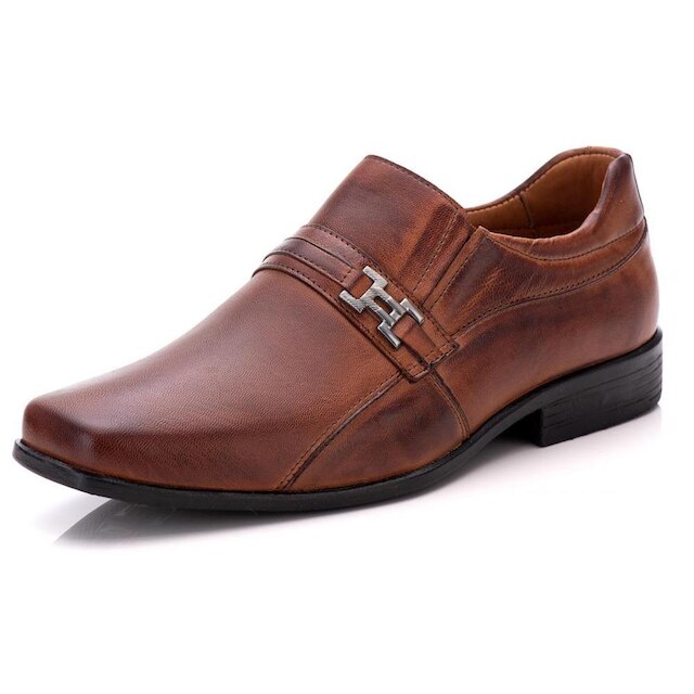 Sapato Social Comfort Masculino em Couro Caramelo 007 Caramelo