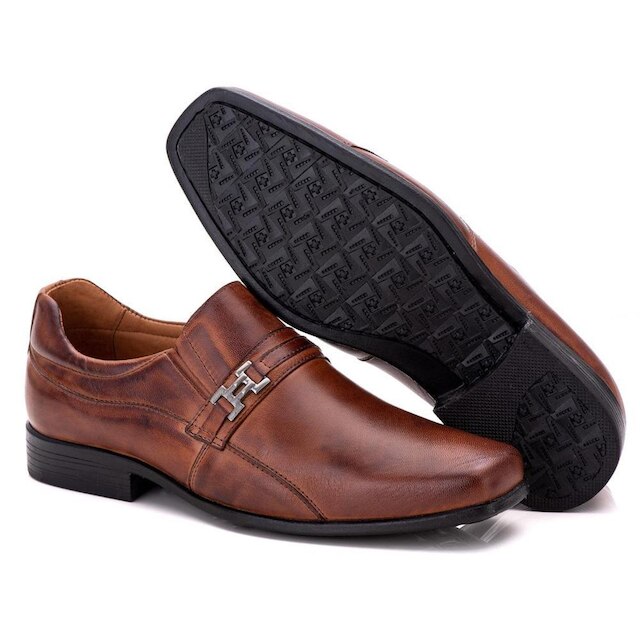 Sapato Social Comfort Masculino em Couro Caramelo 007 Caramelo
