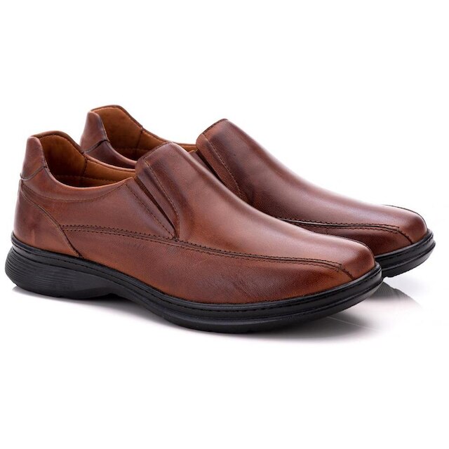 Sapato Social Comfort Masculino em Couro Caramelo 0100 Caramelo