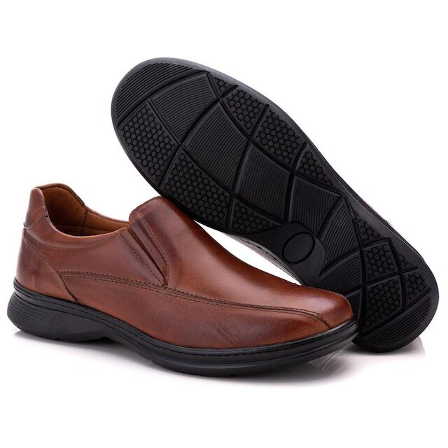 Sapato Social Comfort Masculino em Couro Caramelo 0100 Caramelo